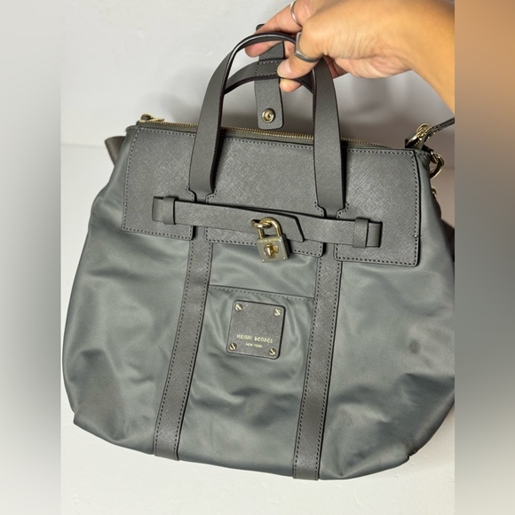 HENRI BENDEL Jet Setter Nylon Leather Convertible Shoulder Bag Backpack Gray - Picture 4 of 12